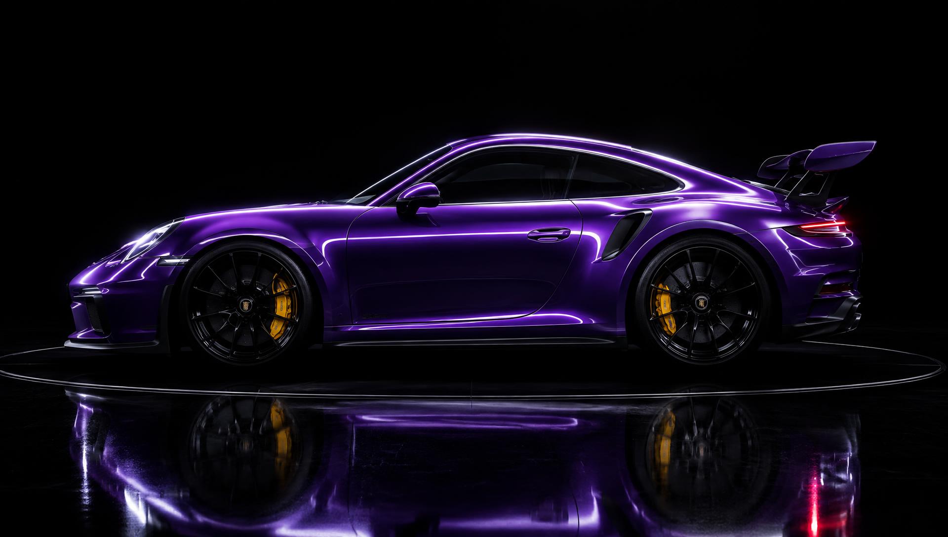 Purple sports car protected with PPF